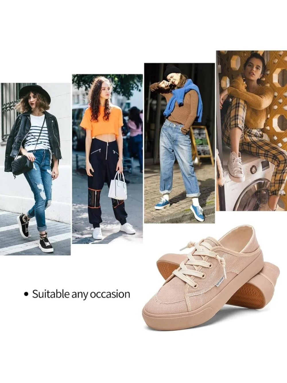 Women Light Khaki Round Toe Solid Non Slip Fashion Slip on Loafer Sneaker Shoes